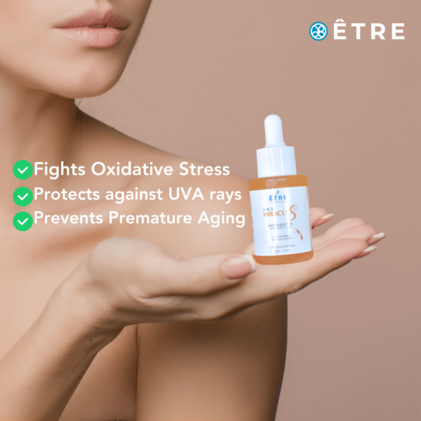 Fights oxidative stress, protects against UVA rays, and prevents premature aging
