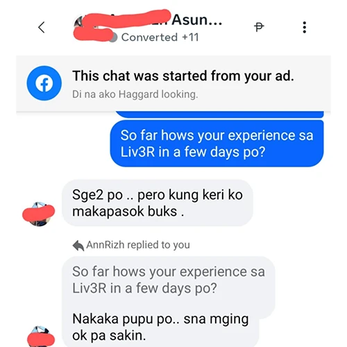 Liv3r Testimonial - Nakaka pupu po.. sana maging ok pa sakin.