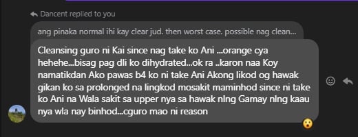 Liv3r Testimonials - Cleansing guro kai since nagtake ko ani orange siya bisag pag dili ko dihydrated, ok ra. Karon naa koy namatikdan ako pawas before ko ni take ani akong likod og hawak gikan ko sa prolonged na lingkod mosakit maminhod since ni take ko ani na wala sakit sa upper niya sa hawak nalang gamay nalang kaayo nya wala nay binhod, siguro mao ni reason.