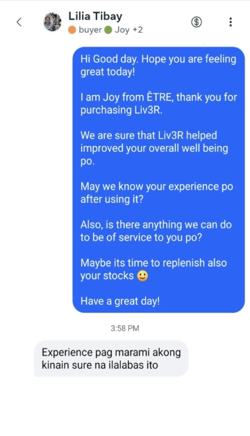 Liv3r Testimonials - Experience ko pag marami akong kinain sure na ilalabas ito
