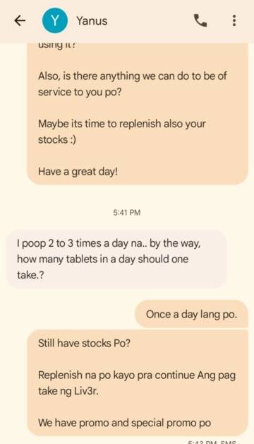 Liv3r Testimonials - I poop 2 to 3 times a day na.