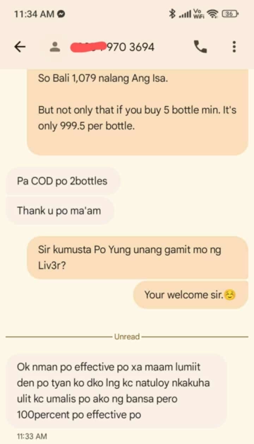 Liv3r Testimonials - Ok naman po effective naman po siya. Lumiit din po tyan ko di ko lang kasi natuloy nakakuha ulit kasi umalis po ako ng bansa pero 100% effective po.