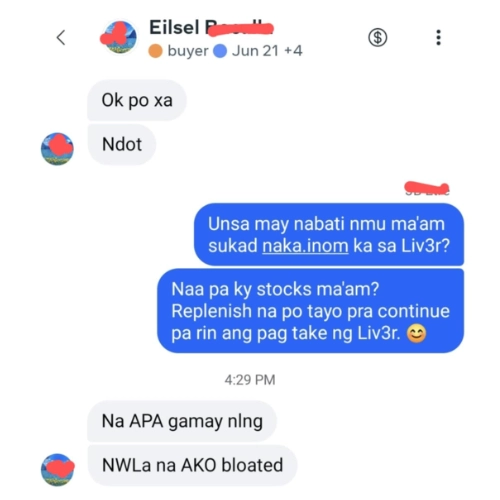 Liv3r Testimonials - Nawala na ako bloated.