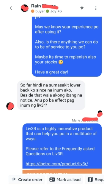 Liv3r Testimonials - So far hindi na sumasakit lower back ko since na inum ako. Besides that wala akong ibang na notice.