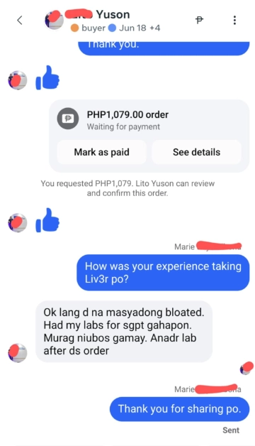 Liv3r Testimonials - Ok lang di na masyado bloated. Had my labs for sgpt gahapon. Murag niubos gamay. Another lab after this week.