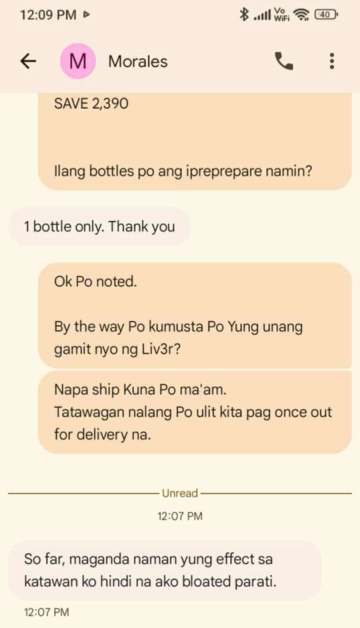 Liv3r Testimonials - So far, maganda naman ang effect sa katawan ko hindi na ako bloated parati.