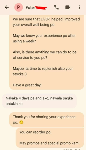Liv3r Testimonials - Nakaka 4 days palang ako, nbawala pagka antukin ko.