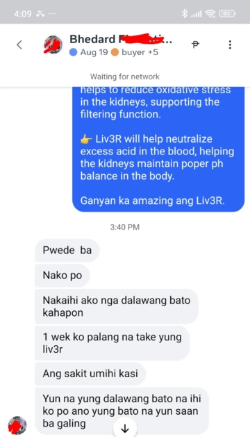 Liv3r Testimonials - Nakaihi ako dalawang bato kahapon. 1 week pa lang na take yung liv3r. Ang sakit umihi kasi yun na yung dalawang bato na ihi ko.