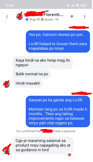 Liv3r Testimonials - Kaya hindi na ako hirap mag ihi ngayon. Balik normal na po hindi na masakit. Maraming salamat sa product niyo napagaling ako at sa guidance ni lord.