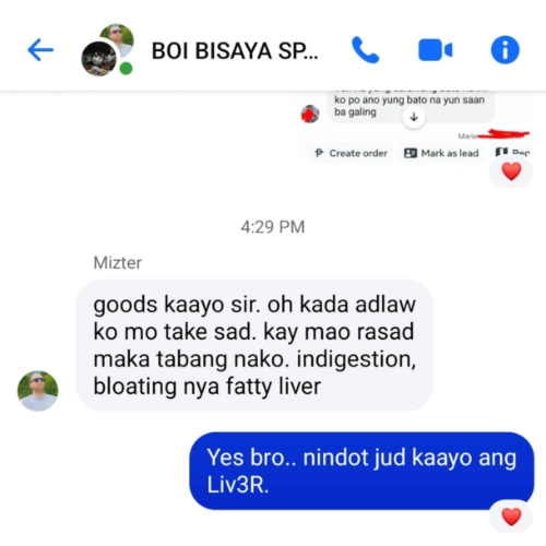 Liv3r Testimonials - Goods kaayo. Kada adlaw ko mo take sad kay mao ra sad makatabang nako indigestion, bloating nya fatty liver.