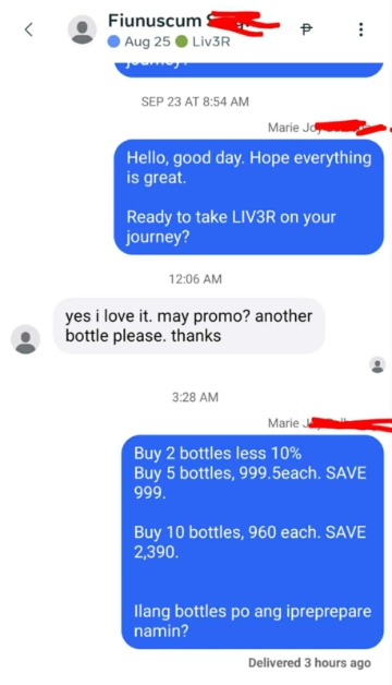 Liv3r Testimonials - I love it. May promo? Another bottle please