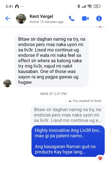 Liv3r Testimonials - Daghan namig natry, na endorse pero mas naka uyon mi sa Liv3R. Lisod mo continue ug endorse if wala mi naka feel sa effect where as katong naka try mig Liv3R, najud mi nakit kausaban. One of those was sayon ra ang pagpa gawag ug hugaw.