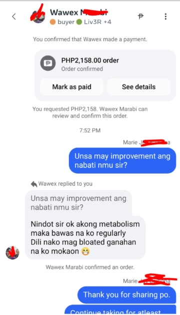 Liv3r Testimonials - Nindot ok akong metabolism maka bawas na ko regularly. Dili nnako mag bloated ganahan na ko mokaon.