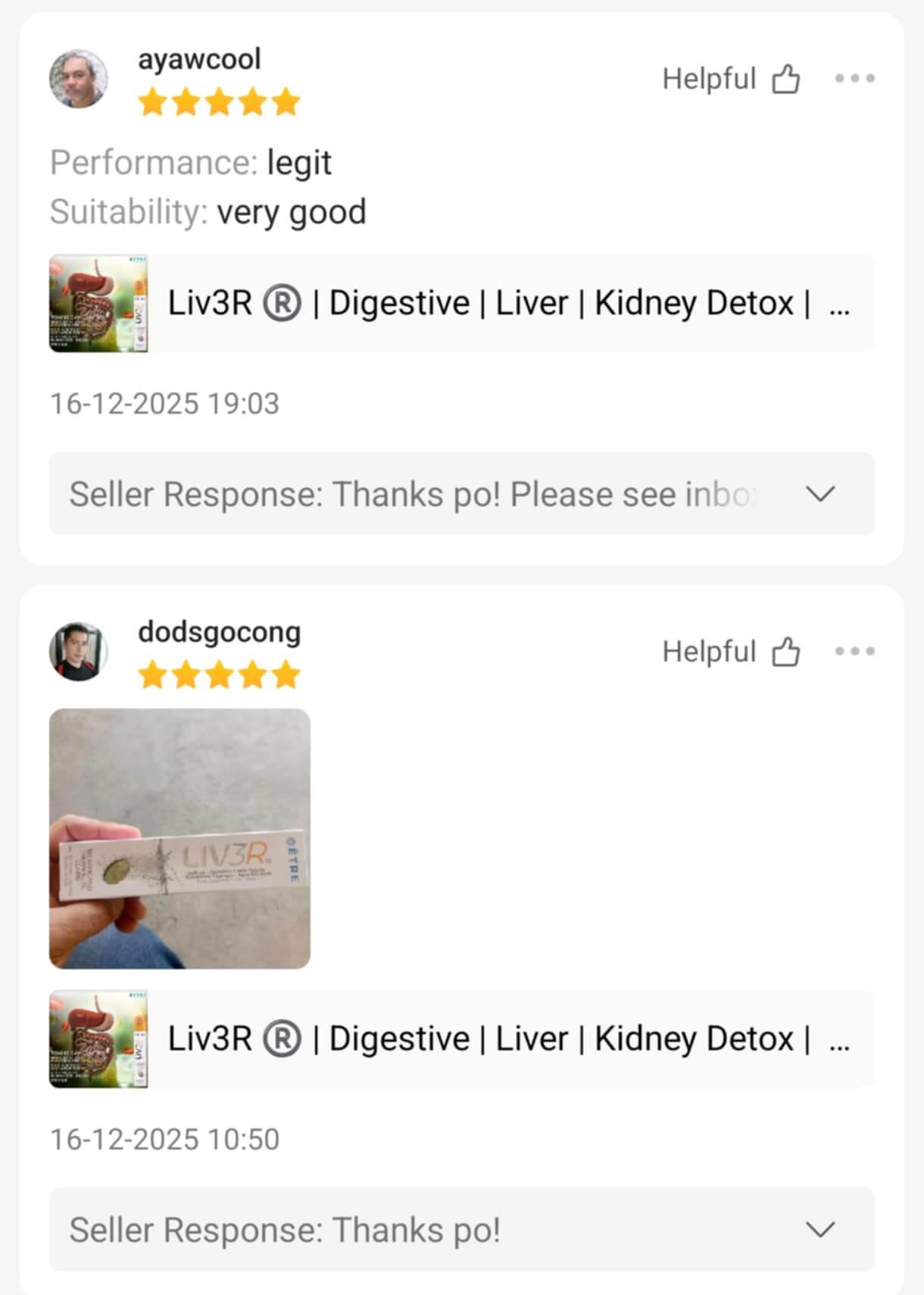 Liv3r Testimonials - Performance: legit, Suitability: very good