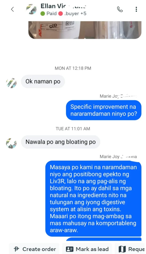 Liv3r Testimonials - Ok naman po. Nawala bloating po.