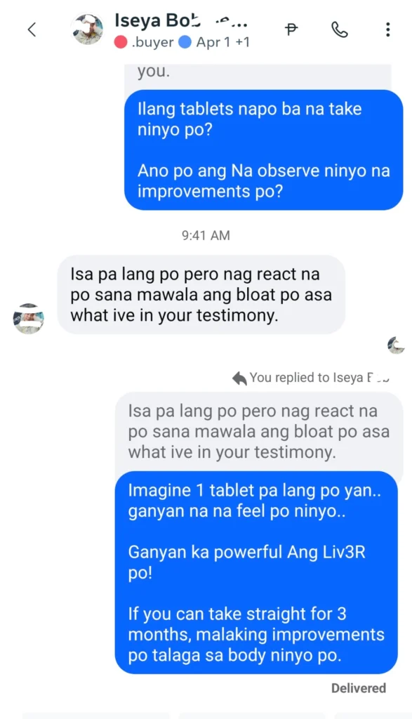 Liv3r Testimonials - Isa(ng tablet) pa lang po pero nag react na po. Sana mawala ang bloat.