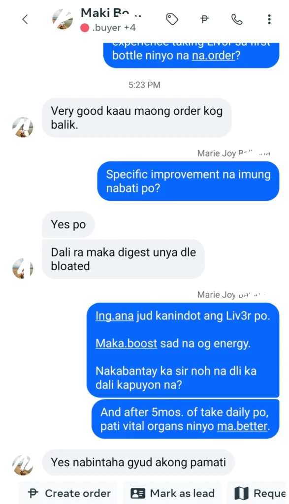 Liv3r Testimonials - Very good kaayo maong order kog balik. Dali ra maka digest unya dili bloated. Nabintaha gyud akong pamita.