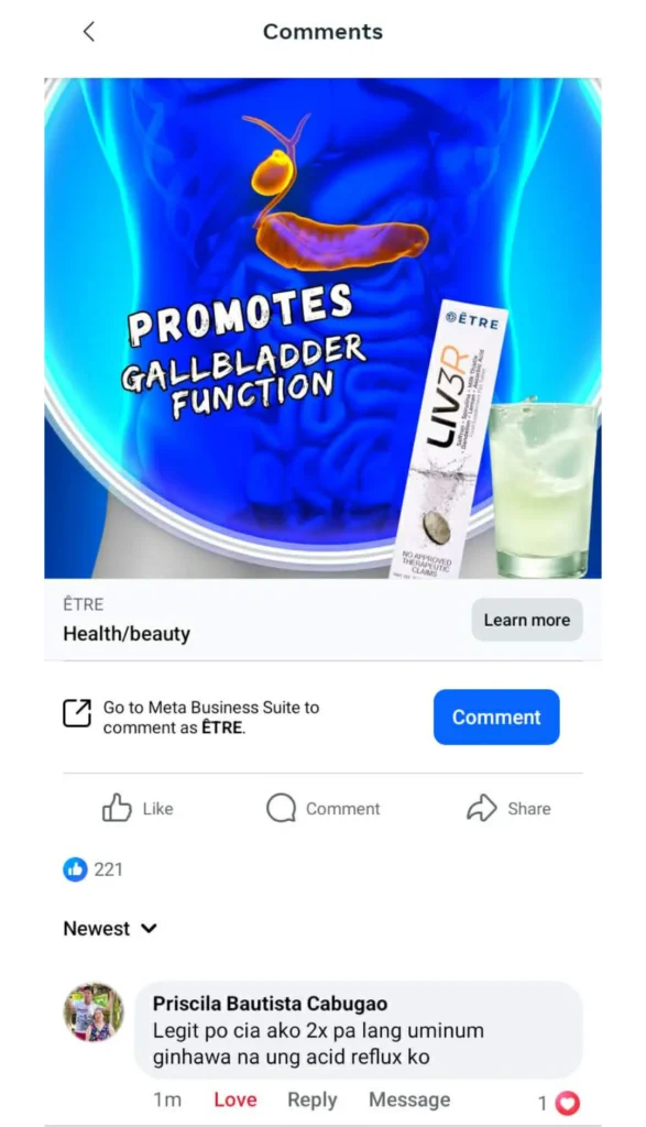 Liv3r Testimonials - Legit po siya. Ako 2x pa lang uminom, ginhawa na yung acid reflux ko.
