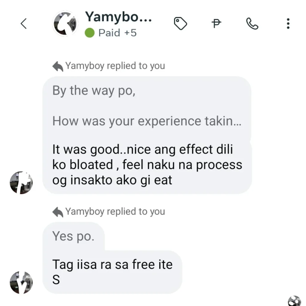 Liv3r Testimonials - I was good. Nice ang effect, dili ko bloated. Feel naku na process og insakto ako gi eat.