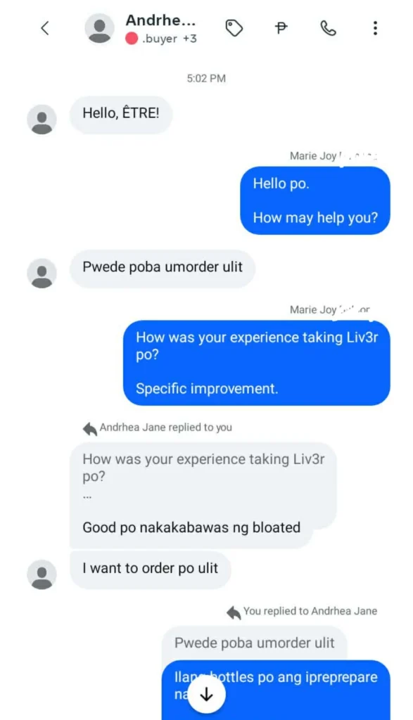 Liv3r Testimonials - Good po, nakakabawas ng bloated. I want to order po ulit.