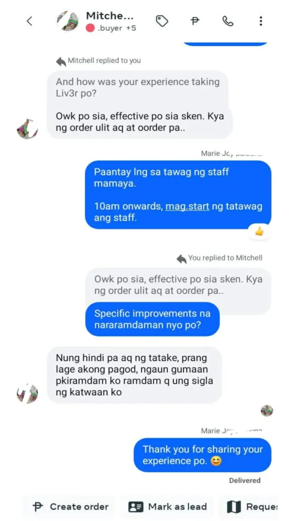 Liv3r Testimonials - Ok po siya, effective po sa siya sa akin kaya nagorder ulit ako at oorder pa. Noong hindi pa ako nagti-take, parang lagi akong pagod. Ngayon gumagaan pakiramdam ko, ramdam ko yung sigla ng katawan ko.