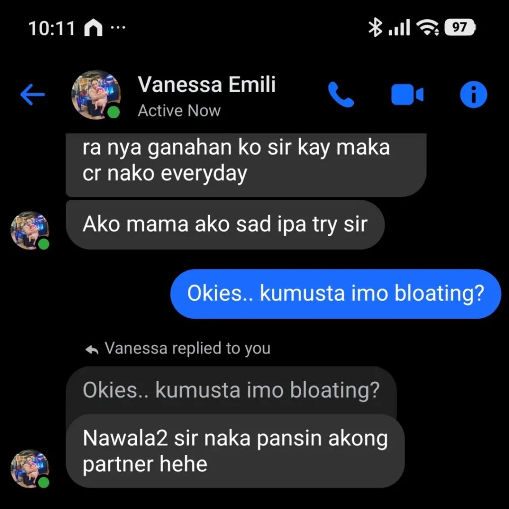 Liv3r Testimonials - Ganahan ko kay maka CR nako everyday. Ako mama ako sad ipatry. Nawala wala (bloating) nakapansis akong partner.