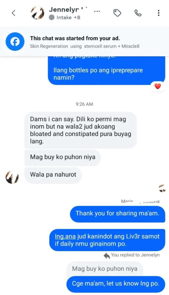 Liv3r Testimonials - Dili ko permi mag inom but nawala wala jud akoang bloated and constipated pura buyag lang. Mag buy ko puhon niya wala pa nahurot.